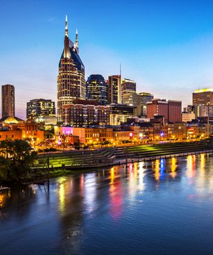 Nashville Riviere Cumberland Centre Ville Vue Nocturne