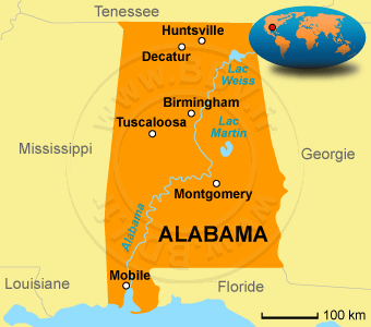 Carte de l'Alabama