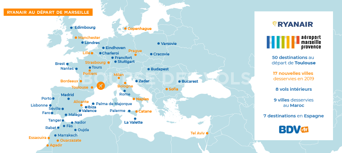 Destinations Ryanair départ Marseille